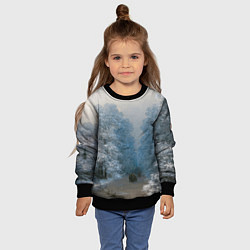 Свитшот детский Зимний пейзаж картина маслом, цвет: 3D-черный — фото 2