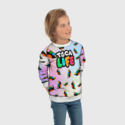 Свитшот детский Toca Life: Smile Logo, цвет: 3D-белый — фото 2