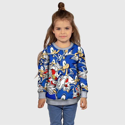 Детский свитшот SONIC ПАТТЕРН СОНИК / 3D-Меланж – фото 4