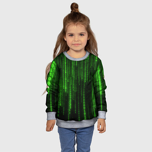 Детский свитшот Матрица двоичный код / 3D-Меланж – фото 4