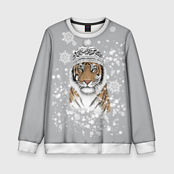 Свитшот детский Снежный тигр, цвет: 3D-белый