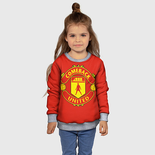 Детский свитшот Камбек Юнайтед это Манчестер юнайтед / 3D-Меланж – фото 4