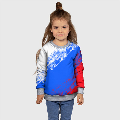 Детский свитшот Флаг РФ триколор / 3D-Меланж – фото 4