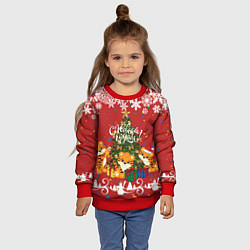 Свитшот детский Тигрята и ёлка, цвет: 3D-красный — фото 2