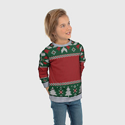 Свитшот детский Knitted Christmas Pattern, цвет: 3D-меланж — фото 2