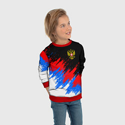 Свитшот детский РОССИЯ, БРЫЗГИ КРАСОК, ТРИКОЛОР, цвет: 3D-красный — фото 2