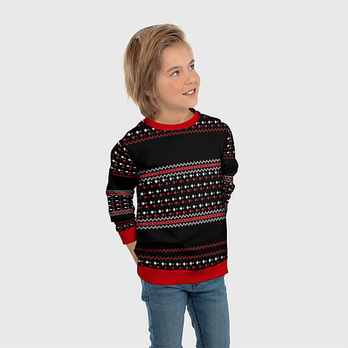 Детский свитшот НОВОГОДНИЙ ПАТТЕРН SWEATER / 3D-Красный – фото 3