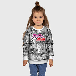 Свитшот детский JOJOS BIZARRE ADVENTURE ЧЁРНО БЕЛОЕ, цвет: 3D-белый — фото 2