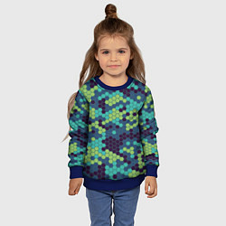 Свитшот детский Зеленые соты в мозаике, цвет: 3D-синий — фото 2