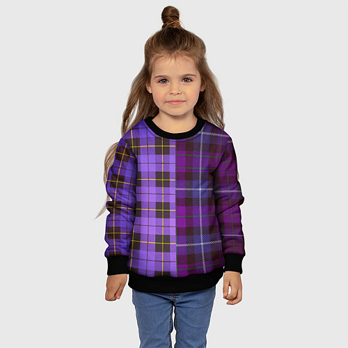 Детский свитшот Purple Checkered / 3D-Черный – фото 4