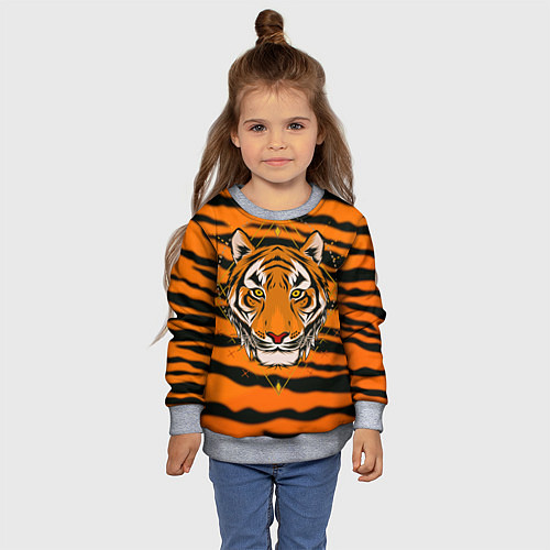 Детский свитшот Тигр настоящий хищник / 3D-Меланж – фото 4