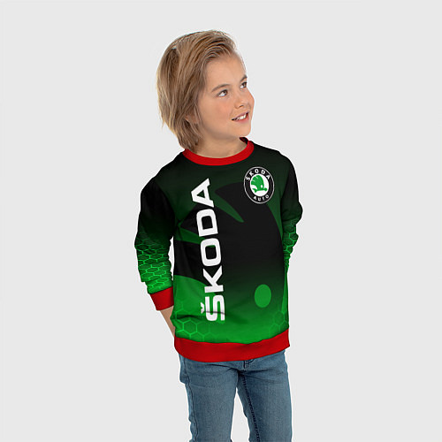 Детский свитшот SKODA SPORT GRADIENT ШКОДА СПОРТ / 3D-Красный – фото 3