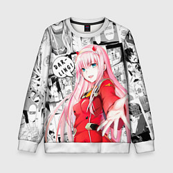 Свитшот детский Zero Two Зеро ту на манге фрейм, цвет: 3D-белый