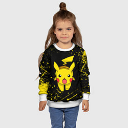 Свитшот детский ПИКАЧУ БРЫЗГИ КРАСОК, цвет: 3D-белый — фото 2