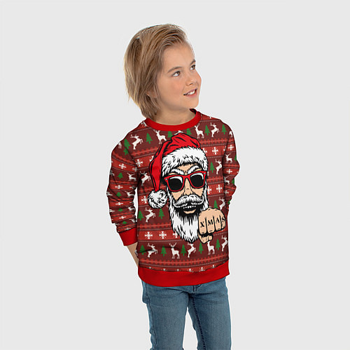 Детский свитшот Bad Santa Плохой Санта / 3D-Красный – фото 3