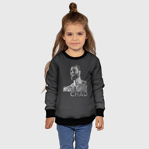 Детский свитшот Giga Chad / 3D-Черный – фото 4