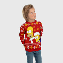 Свитшот детский Новогодний Гомер и Барт Симпсоны, цвет: 3D-красный — фото 2
