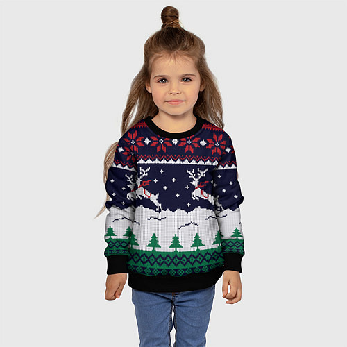 Детский свитшот СВИТЕР С ОЛЕНЯМИ DEER SWEATER / 3D-Черный – фото 4