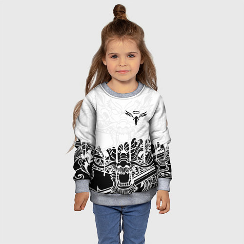 Детский свитшот WALHALLA TEAM НА СПИНЕ БЕЛЫЙ ДРАКОН / 3D-Меланж – фото 4