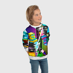 Свитшот детский Geometry Dash: Parallel Worlds, цвет: 3D-белый — фото 2