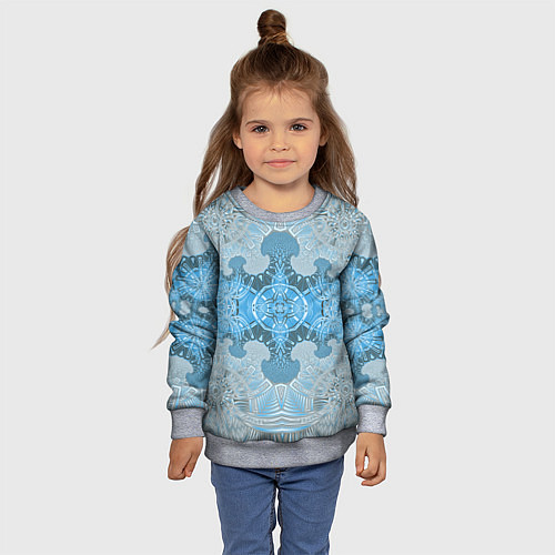 Детский свитшот Коллекция Фрактальная мозаика Голубой 292-6-n / 3D-Меланж – фото 4
