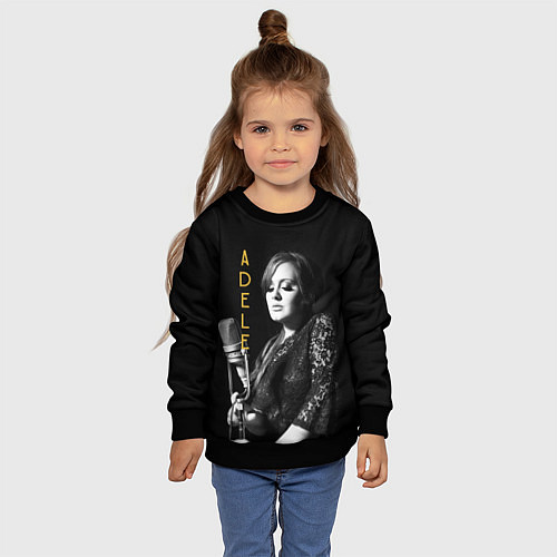Детский свитшот Певица Adele / 3D-Черный – фото 4