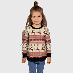 Свитшот детский Вязанный узор с оленями, цвет: 3D-черный — фото 2
