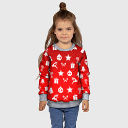 Свитшот детский Новогодний узор красный градиент, цвет: 3D-меланж — фото 2