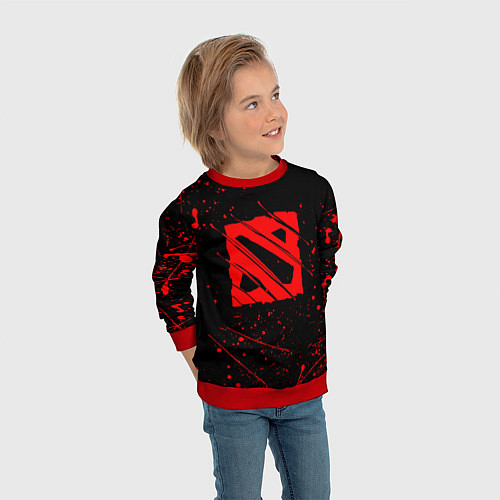 Детский свитшот DOTA 2 БРЫЗГИ КРАСОК, КРОВЬ / 3D-Красный – фото 3