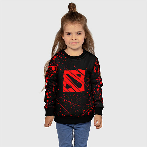 Детский свитшот DOTA 2 БРЫЗГИ КРАСОК, КРОВЬ / 3D-Черный – фото 4