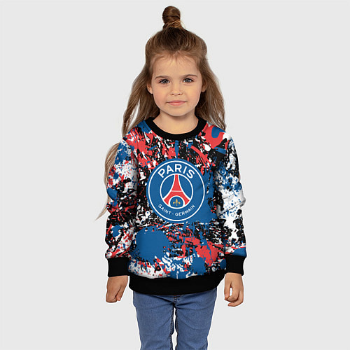 Детский свитшот PSG БРЫЗГИ КРАСОК СПОРТ / 3D-Черный – фото 4