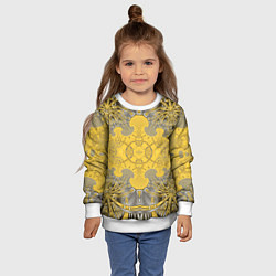 Свитшот детский Коллекция Фрактальная мозаика Желтый на черном 573, цвет: 3D-белый — фото 2