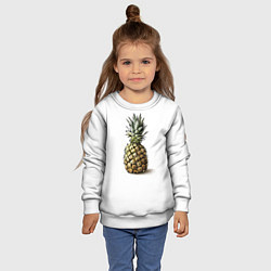 Свитшот детский Pineapple watercolor, цвет: 3D-белый — фото 2