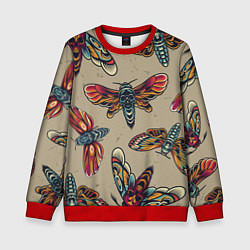 Свитшот детский Мотыльки-черепа, цвет: 3D-красный