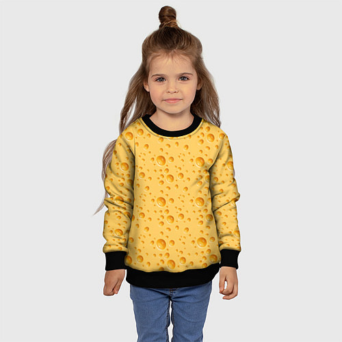 Детский свитшот Сыр Cheese / 3D-Черный – фото 4