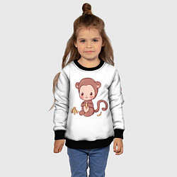 Свитшот детский Милая обезьяна ест банан, цвет: 3D-черный — фото 2