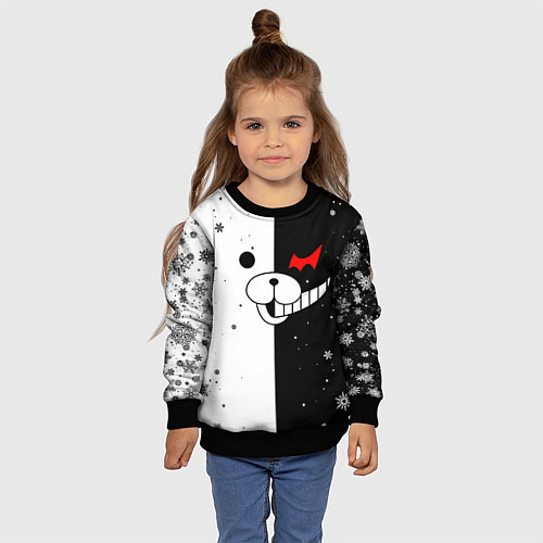 Детский свитшот НОВОГОДНИЙ МОНОКУМА ЧЁРНО БЕЛЫЙ НОВЫЙ ГОД 2022 / 3D-Черный – фото 4