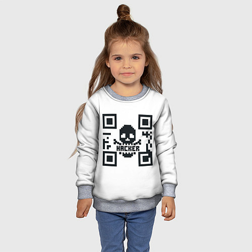 Детский свитшот Хакерю QR-code Qr код для программистов / 3D-Меланж – фото 4