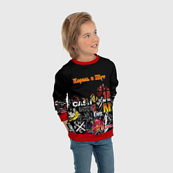 Свитшот детский КОРОЛЬ И ШУТ ЛОГОТИПЫ РОК ГРУПП, цвет: 3D-красный — фото 2