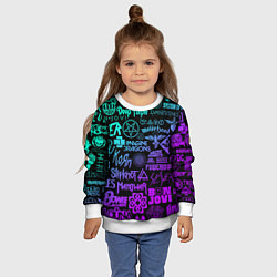 Свитшот детский ЛОГОТИПЫ РОК ГРУПП НЕОН ROCK NEON, цвет: 3D-белый — фото 2