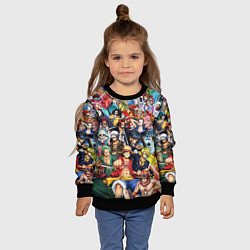 Свитшот детский ВСЕ ГЕРОИ АНИМЕ ВАН ПИС ALL HEROES ONE PIECE, цвет: 3D-черный — фото 2