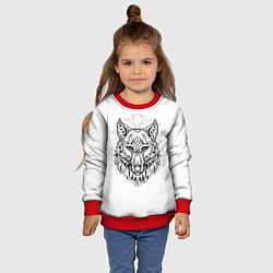 Свитшот детский Волчий портрет, цвет: 3D-красный — фото 2