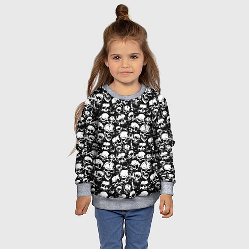 Детский свитшот Screaming skulls / 3D-Меланж – фото 4
