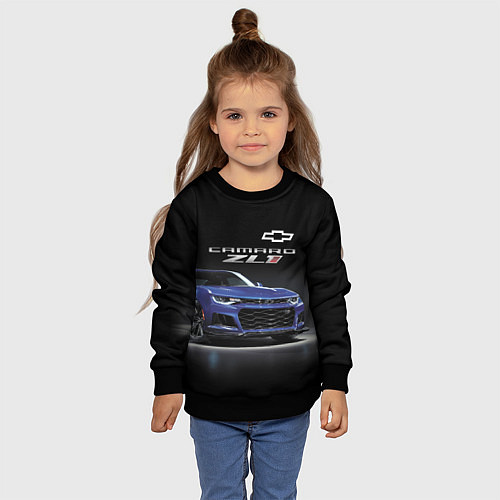Детский свитшот Chevrolet Camaro ZL1 Motorsport / 3D-Черный – фото 4