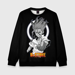 Свитшот детский Сенку с колбой - Доктор Стоун, цвет: 3D-черный