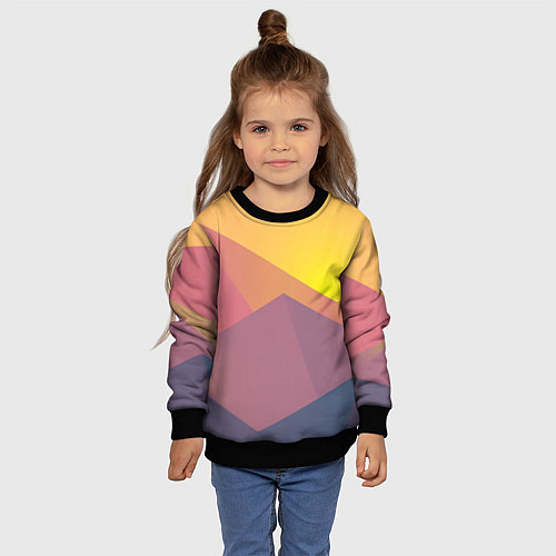 Детский свитшот Рассвет в горах искусства / 3D-Черный – фото 4