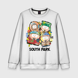 Свитшот детский South Park - Южный парк краски, цвет: 3D-белый