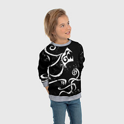 Свитшот детский ТАТУИРОВКА ДРАКЕНА WHITE AND BLACK, цвет: 3D-меланж — фото 2