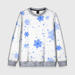 Свитшот детский Голубые снежинки падают, цвет: 3D-меланж