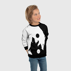 Свитшот детский Волки Инь и Янь Добро и Зло, цвет: 3D-черный — фото 2